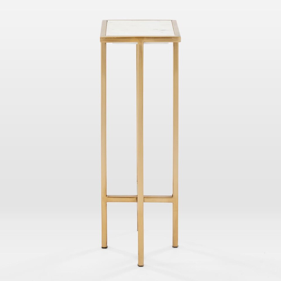 Marble + Brass Drink Table - Square | West Elm UK